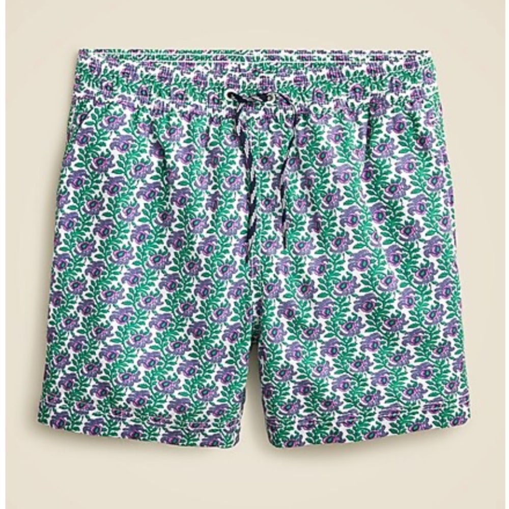 New with tags J.Crew boys green and white UPF 50 swim trunks
